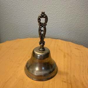 Vintage Silver Plated Decorative Butler’s Bell with Ornate Scroll Handle